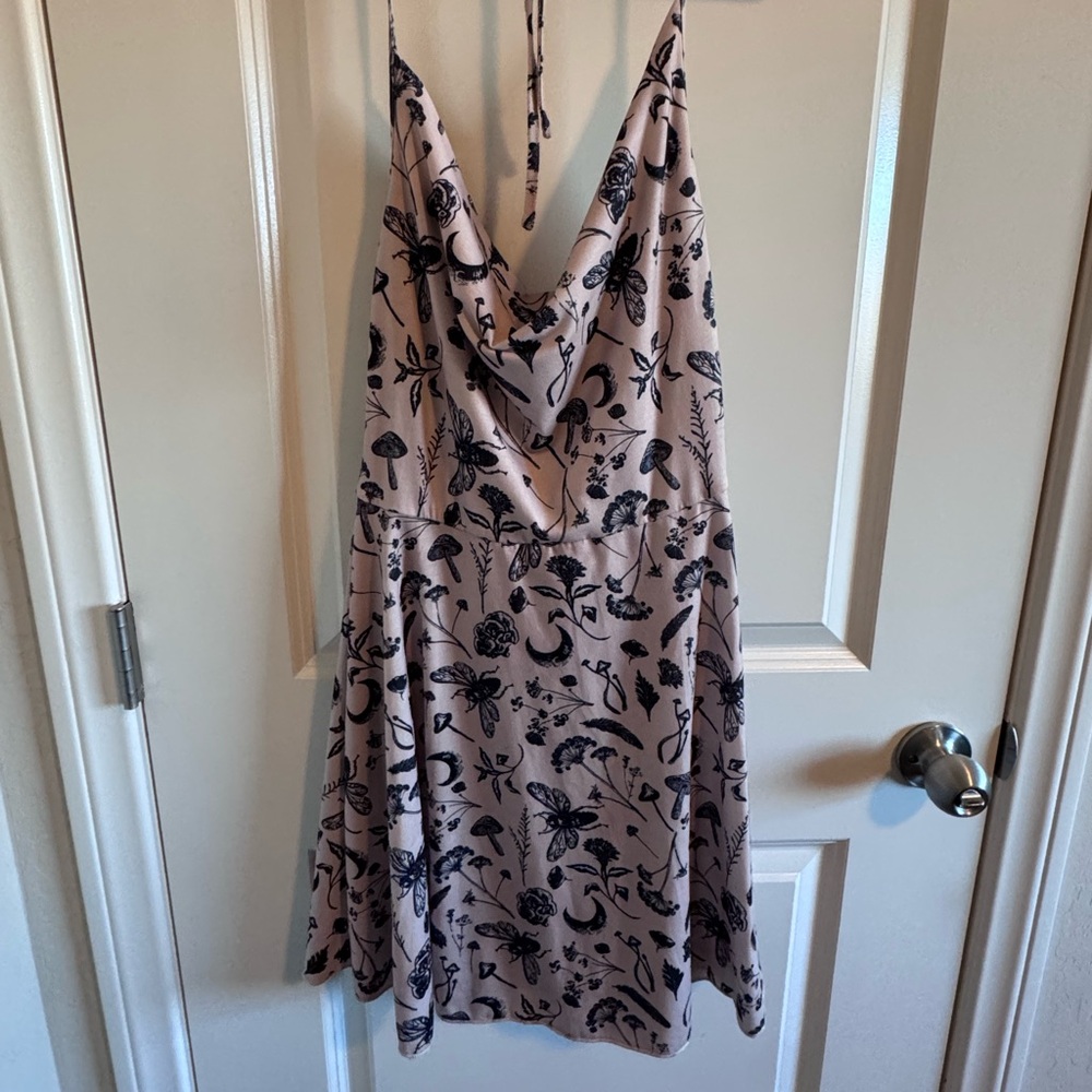 Halter Blush Floral Cowl Neck Dress